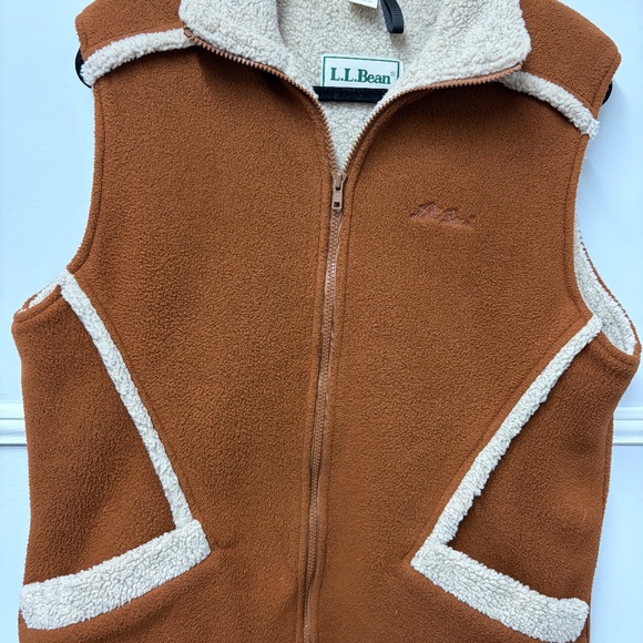 L.L. Bean Sherpa Fleece Brown Women's Vintage Vest Size Medium - Picture 6 of 9